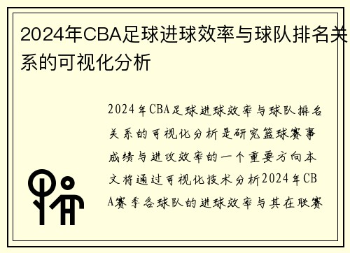 2024年CBA足球进球效率与球队排名关系的可视化分析